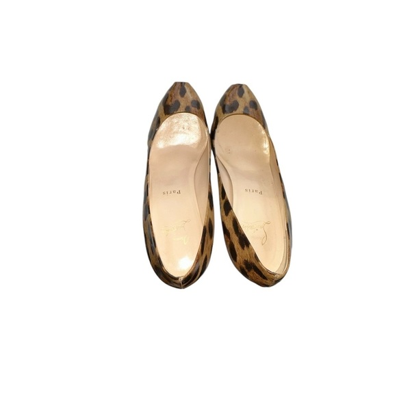 CHRISTIAN LOUBOUTIN Patent Leather Cheetah Print Peep Toe Platform Heels sz39.5 - Picture 10 of 11